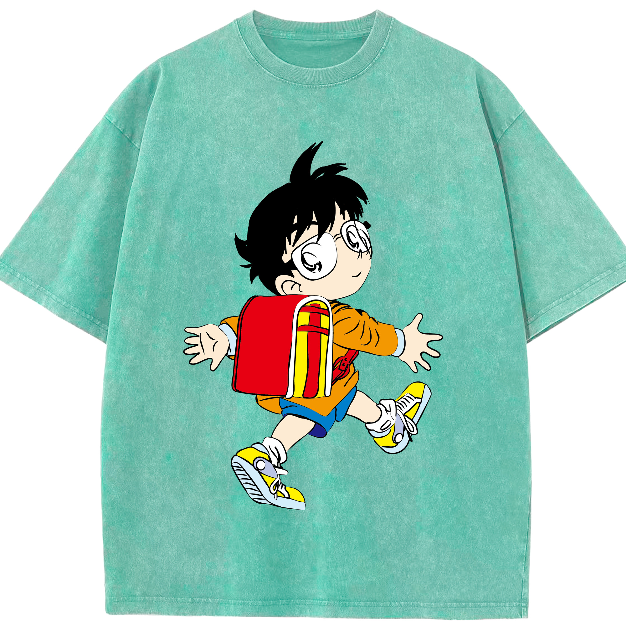 （画像用） 名探偵コナン 江戸川 コナン Detective Conan Conan Edogawa 綿100% ヴィンテージ風 半袖Tシャツ（フロントプリント）